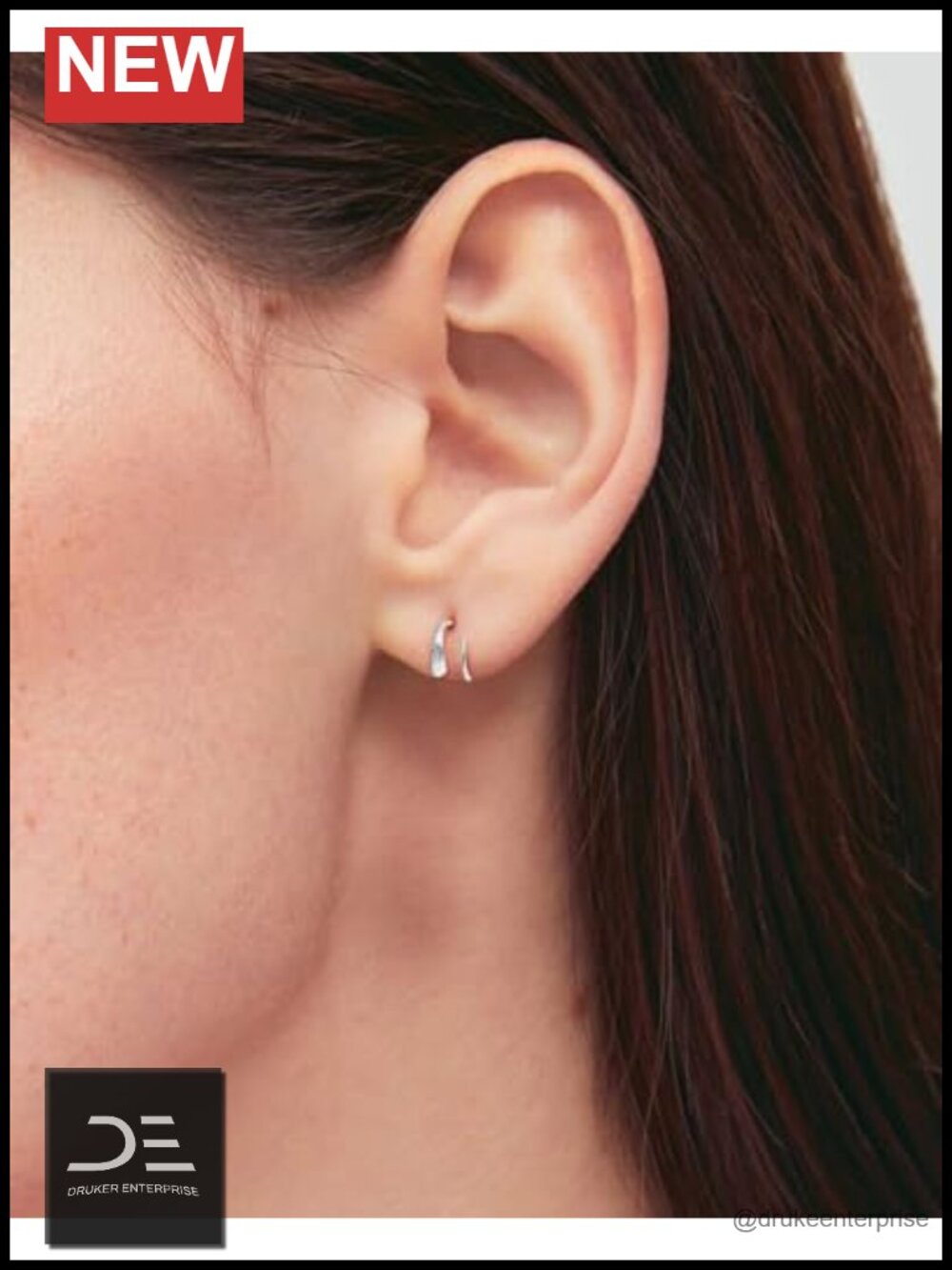 S925 Sterling Silver Double Hoop Earrings Hypoallergenic Spiral Twist Earrings View 4